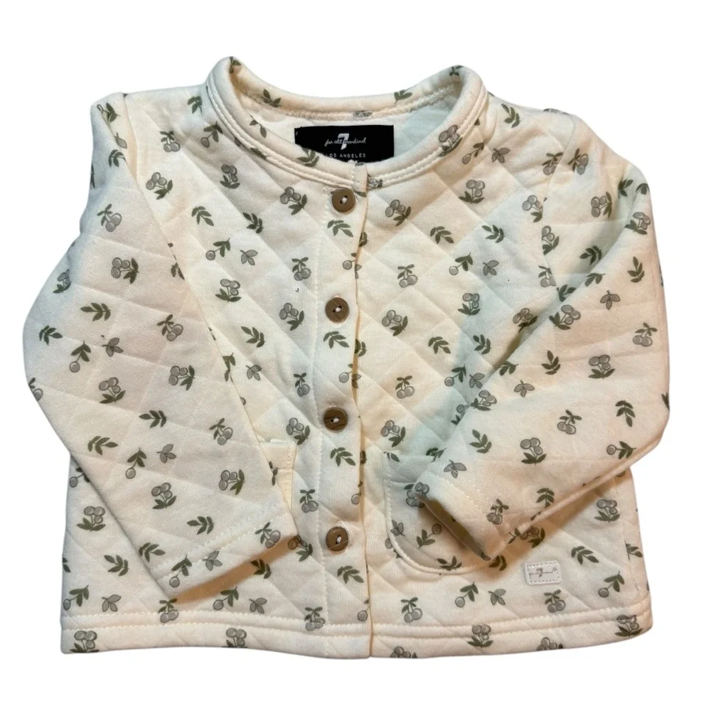 7 For All Mankind Quilted Baby Jacket 3/6 months neutral floral